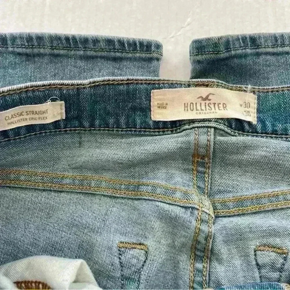 Hollister  Women's Classic Straight Eric Flex  Denim Blue Jeans Size W30 L30 - Picture 2 of 3